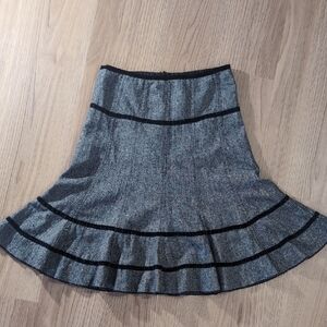 Gray A-Line Ruffled Knee-Length Skirt for Work